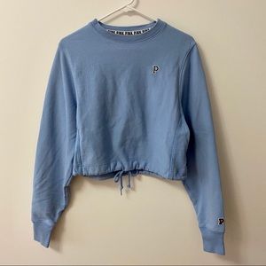 VICTORIA SECRET PINK CREW NECK BABY BLUE SWEATSHIR